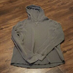 OuterKnown Grey Hooded Waffle Knit Midi To Heavy Weight Sweatshirt A7